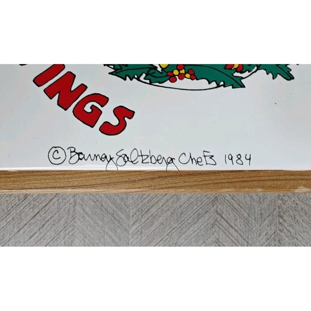 Vintage 1984 Barney Saltzberg Chefs Trivet Seasoned Greetings Wood Ceramic